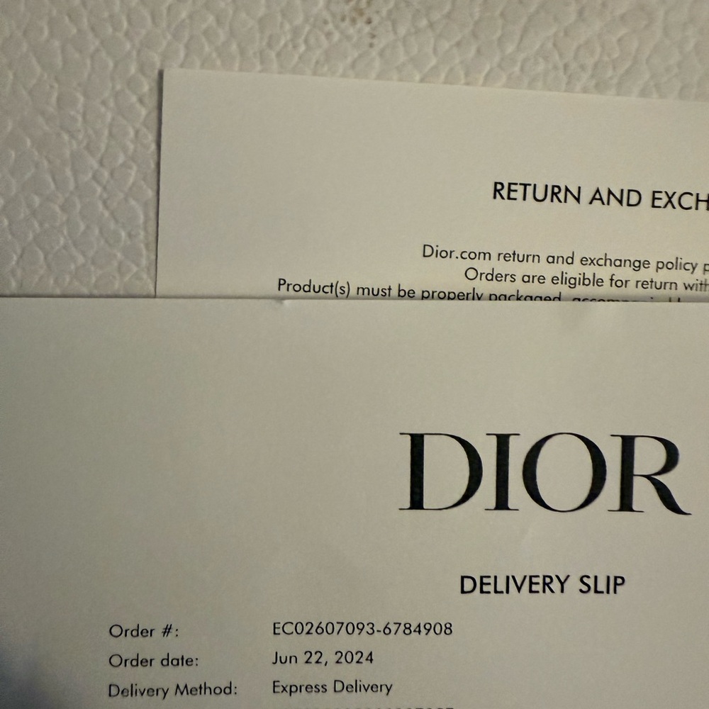 Dior Branded Delivery Slip in White